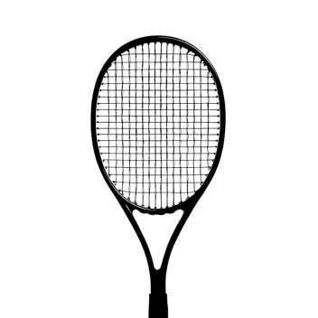 Classic tennis racket isolated on black. Sport, competition.