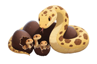 Cartoon snake family with hatching babies