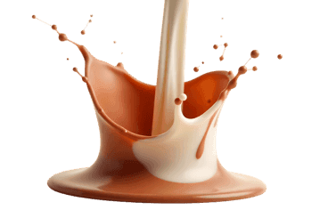 Chocolate and milk collision with splash on black