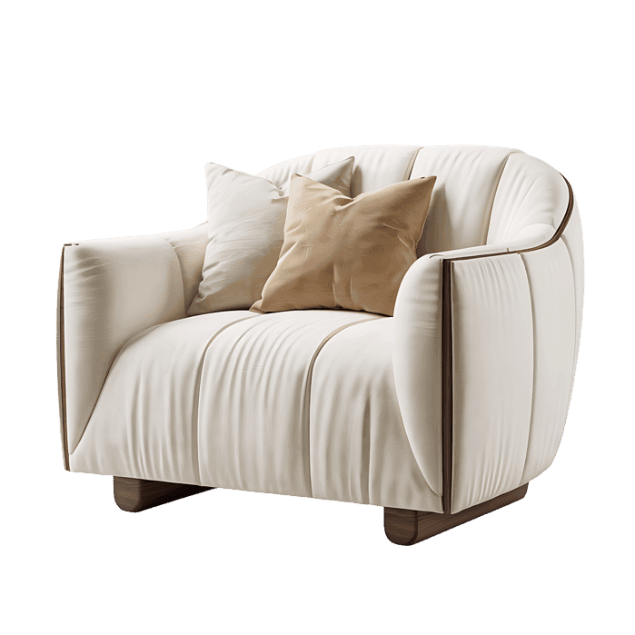 Elegant cream armchair with beige pillows