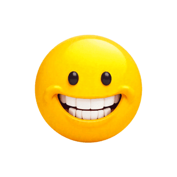 Smiling emoji with big teeth expressing happiness