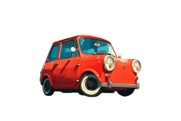 Retro red compact car illustration